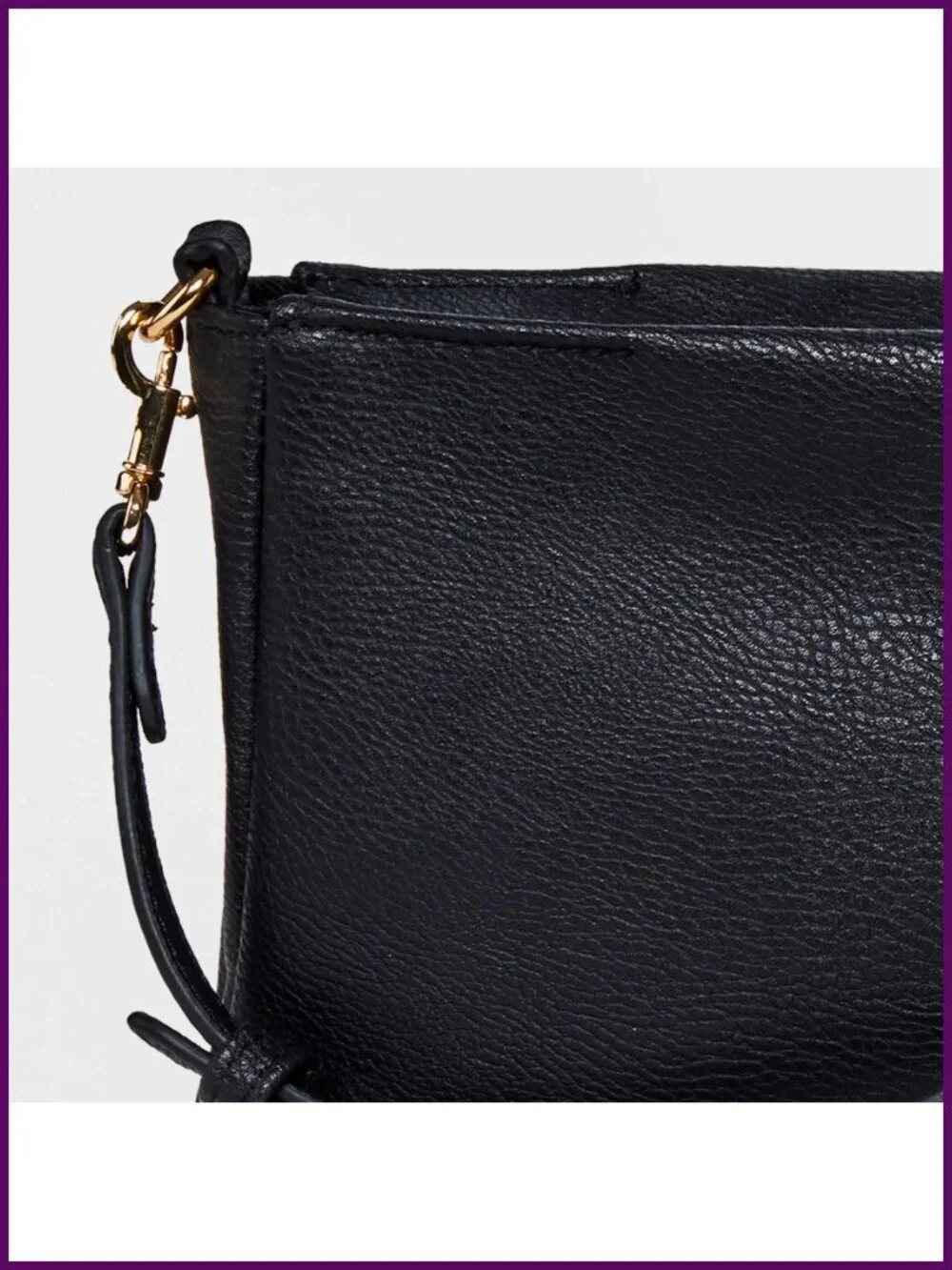 Faux Leather Double Gusset Crossbody Bag with Credit Card Pockets